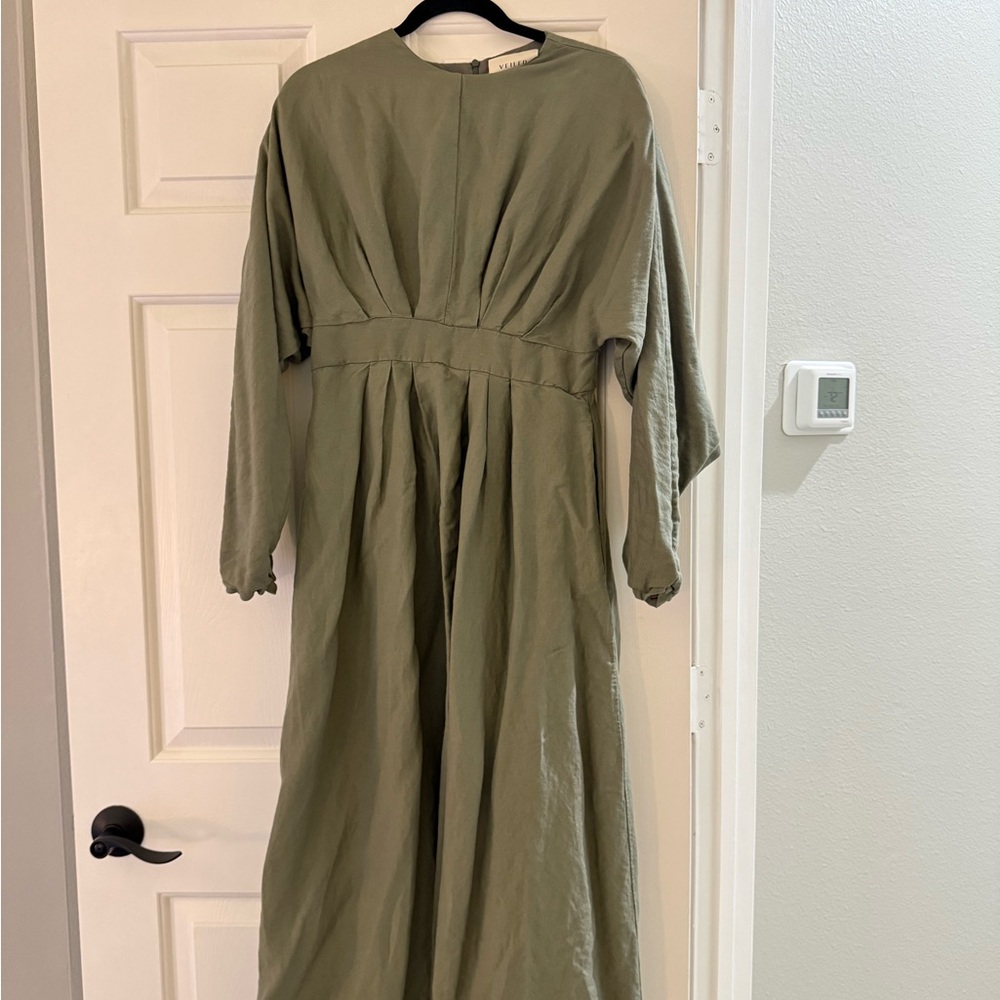 Chic Long Sleeve Olive Dress